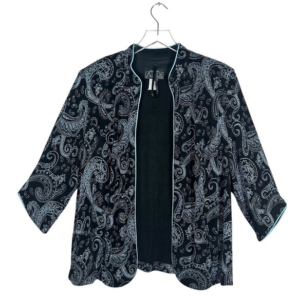 Alex Evenings 2X Black Paisley 2pc Jacket Tank Set Plus Formal Glitter - Picture 9 of 13